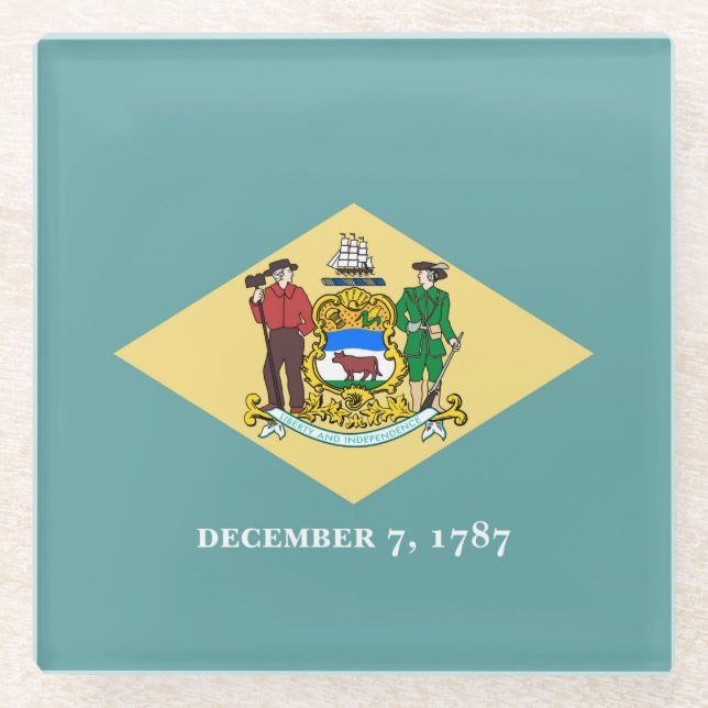Dekor des Delaware-Zustandsflaggen Glasuntersetzer (Vorderseite)