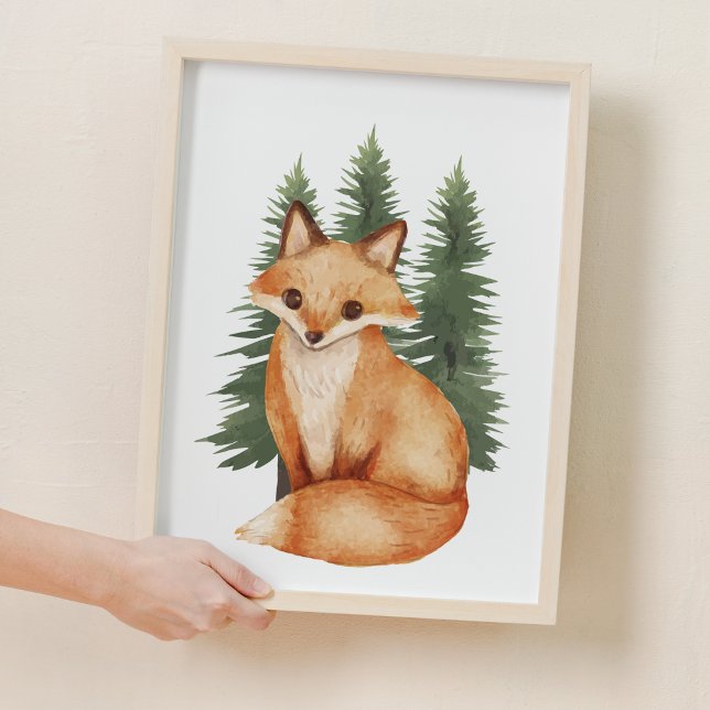 Dekor des Kinderzimmers "Sweet Forest Fox" Poster (Sweet Forest Fox Woodland Nursery Decor)