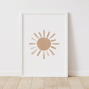Dekor des neutralen braunen Sun Boho-Kinderzimmers Poster