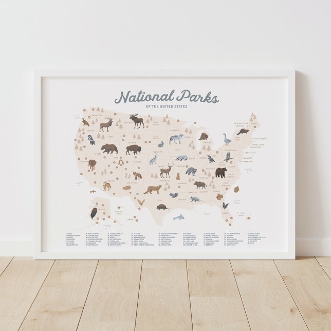 Dekor des neutralen Nationalparks Landkarte Kinder Poster (Von Creator hochgeladen)
