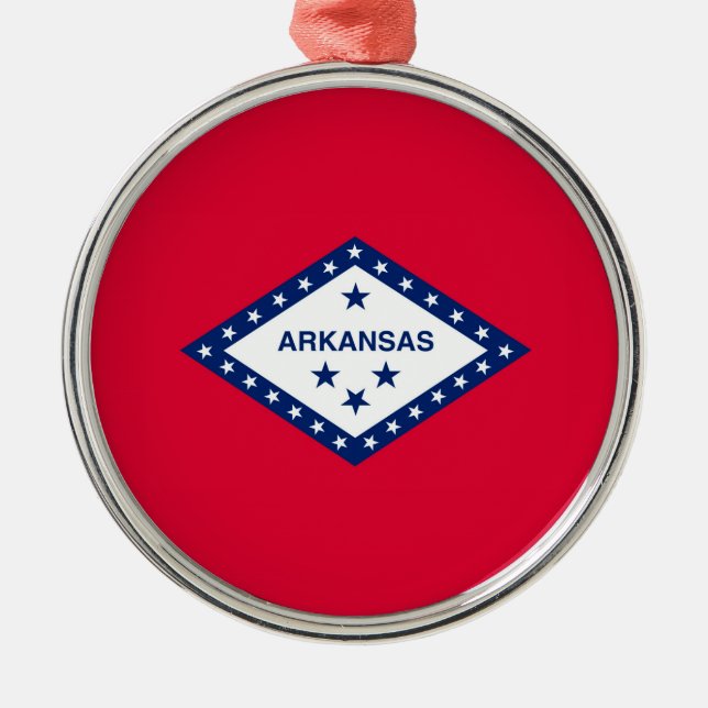 Dekor für das Design der Staatsflagge von Arkansas Silbernes Ornament (Vorne)