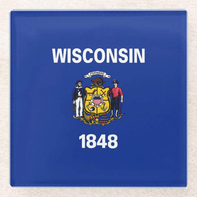 Dekor für das Design der Staatsflagge von Wisconsi Glasuntersetzer (Vorderseite)