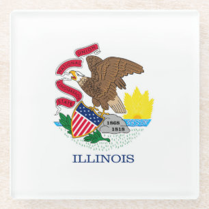 Dekor für die Flaggen des Illinois-Staates Glasuntersetzer