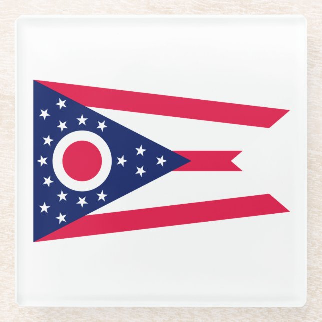 Dekor für die Flaggen des Ohio-Zustands Glasuntersetzer (Vorderseite)