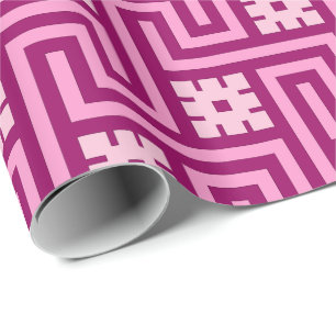 Dekor Griechischer Schlüssel, Rosa und Burgund Geschenkpapier