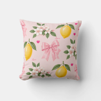 Dekor mit rosa Schleife aus Zitronen Kissen