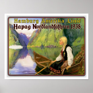 DEKOR: REISE IN VINTAGE-FARBEN NORWEGEN POSTER