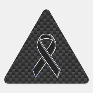Dekoration aus schwarzem Ribbon Awareness Carbon F Dreieckiger Aufkleber