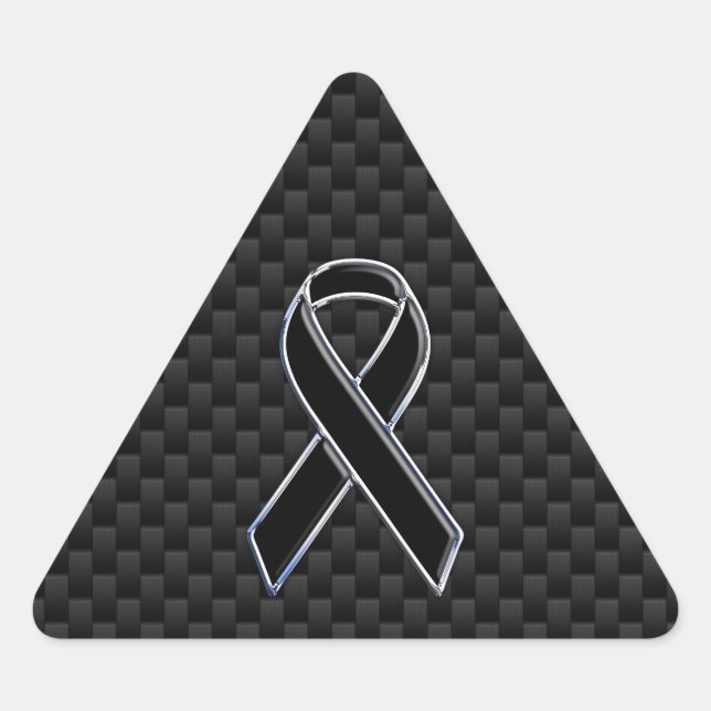 Dekoration aus schwarzem Ribbon Awareness Carbon F Dreieckiger Aufkleber (Vorderseite)