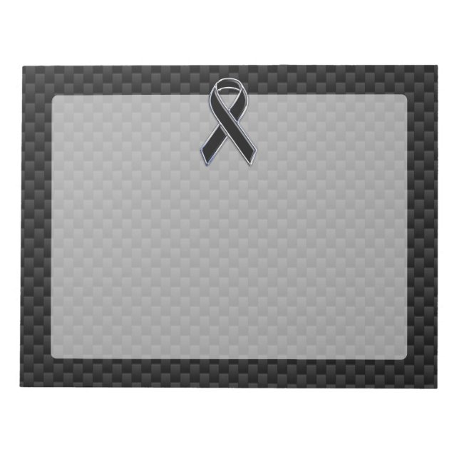 Dekoration aus schwarzem Ribbon Awareness Carbon F Notizblock (Vorderseite)