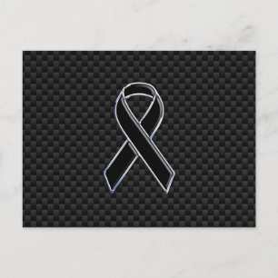 Dekoration aus schwarzem Ribbon Awareness Carbon F Postkarte