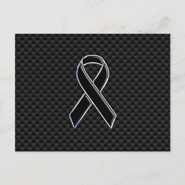 Dekoration aus schwarzem Ribbon Awareness Carbon F Postkarte (Vorderseite)