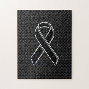 Dekoration aus schwarzem Ribbon Awareness Carbon F Puzzle