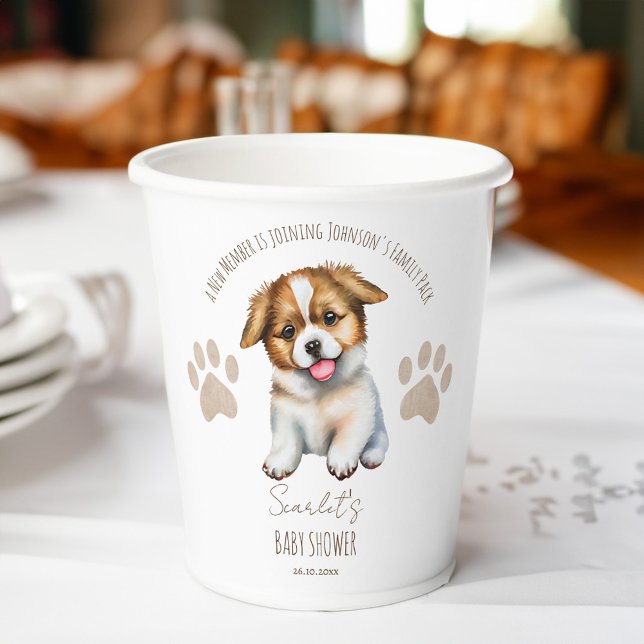 Dekoration der Babydusche nach dem Thema "Welpenhu Pappbecher (Puppy dog themed baby shower personalized table decor monogrammed paper cups cute puppy cups)