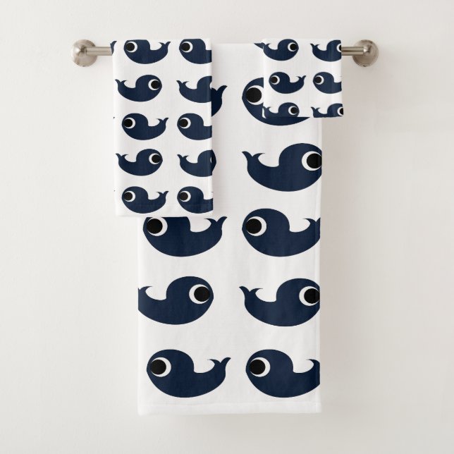 Dekoration der Blauwale an der Küste Badhandtuch Set (Insitu)