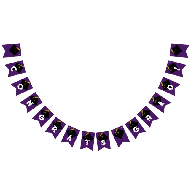 Dekoration der Glückwünsche der lila Graduierungsp Wimpelkette (Alle)