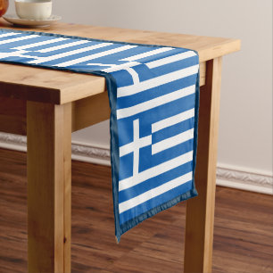 Dekoration der griechischen Flagge & Sporthalle /  Kurzer Tischläufer