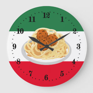 Dekoration der italienischen Spaghetti-Fleischbäll Große Wanduhr