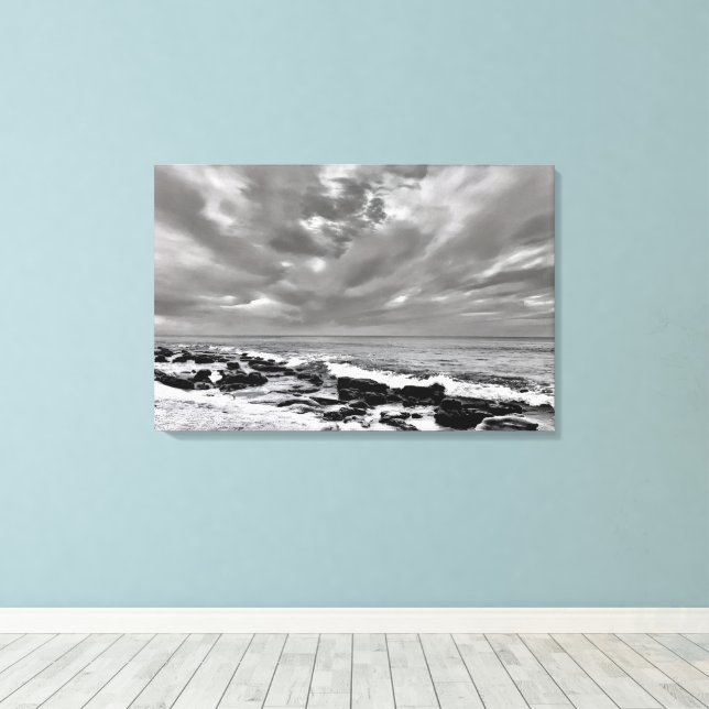 Dekoration der Mauer der Ocean Leinwand B/W Rocky  (Insitu (Holzboden))