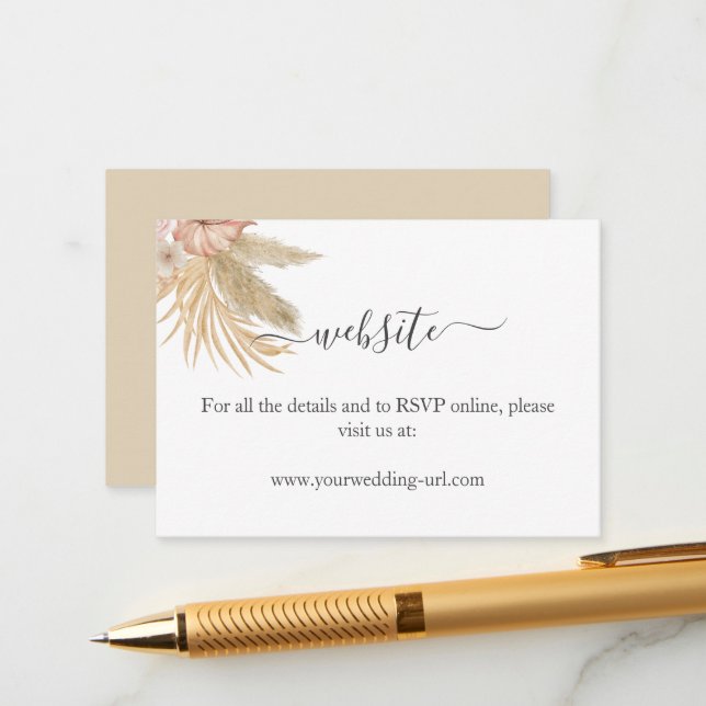 Dekoration der neutralen Palme und Pampas-Blume Ho Begleitkarte (Vorderseite/Rückseite Beispiel)