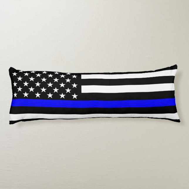 Dekoration der USA-Flagge Schwarz-Weiß-Thin Blue L Seitenschläferkissen (Rückseite)