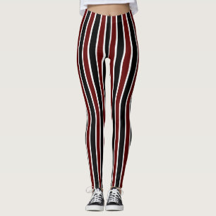 Dekoration der vertikalen schwarzen Maroon-Streife Leggings