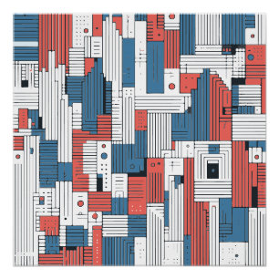 Dekoration der Wand in Rot und Blau