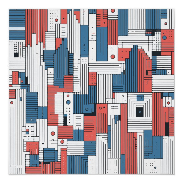 Dekoration der Wand in Rot und Blau (Vorderseite)