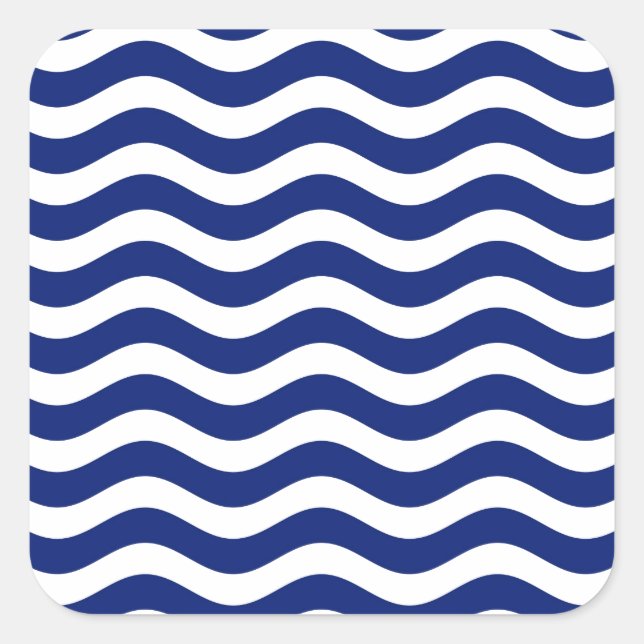 Dekoration der Wavy Navy Stripes Quadratischer Aufkleber (Vorderseite)