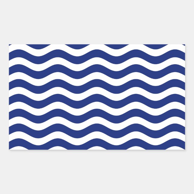 Dekoration der Wavy Navy Stripes Rechteckiger Aufkleber (Vorderseite)