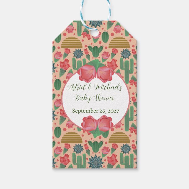 Dekoration der Wüste Blush Pink Blumendusche Geschenkanhänger (Vorderseite)