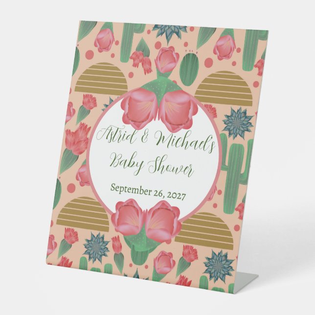 Dekoration der Wüste Blush Pink Blumendusche Sockelschild (Vorderseite)