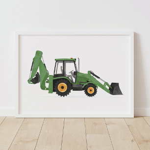 Dekoration des Baufahrzeugs für den grünen Backhoe