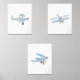 Dekoration des Blue Watercolor Biplane Boy Travel  Bilderwand Sets (Front)