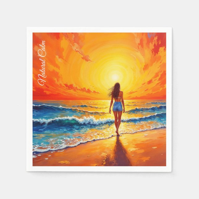 Dekoration des Girl Sunset Beach Serviette (Vorderseite)