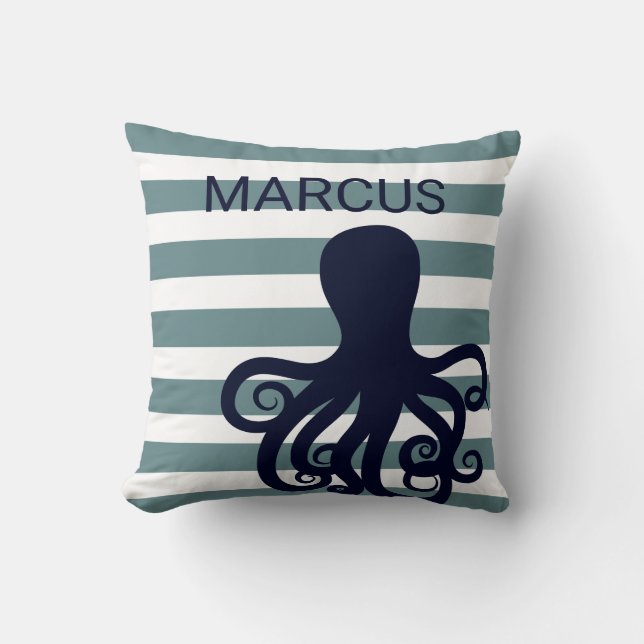 Dekoration des Octopus Sea Animal Nautical Ocean K Kissen (Vorderseite)