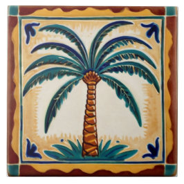 Dekoration des Palm Tree Yellow Brown & Green Beac Fliese