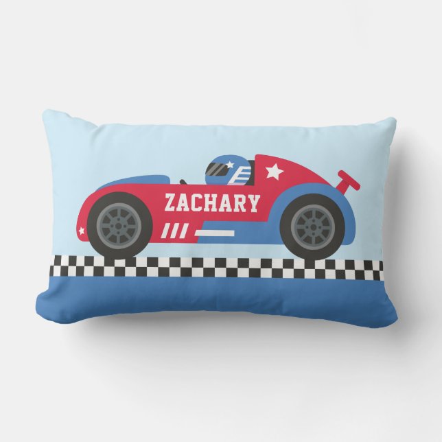 Dekoration des Red Race Car Racer Boy Room Lendenkissen (Vorderseite)