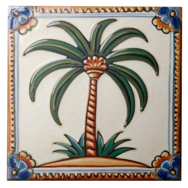 Dekoration des tropischen Strandhauses Palm Tree W Fliese (Vorderseite)
