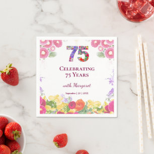 Dekoration für eine elegante Party zum 75. Geburts Serviette