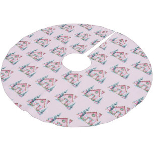 Dekoration für rosa Lebkuchenhäuser Polyester Weihnachtsbaumdecke