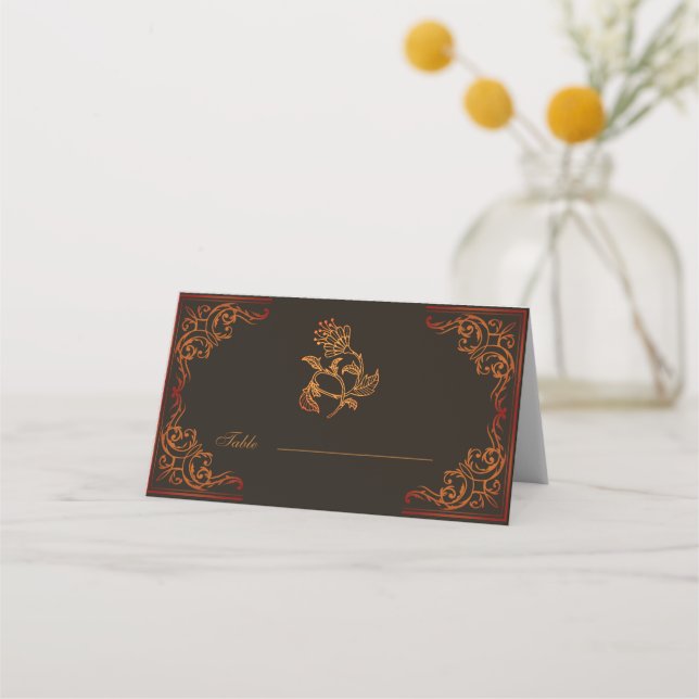 Dekoration für Vintage Schwarze Hochzeit Platzkarte (Vorderseite)