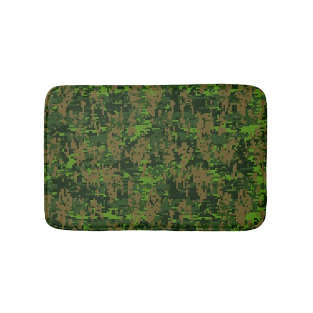 Dekoration im Holzstil: Digital Green Camouflage Badematte (Vorderseite)
