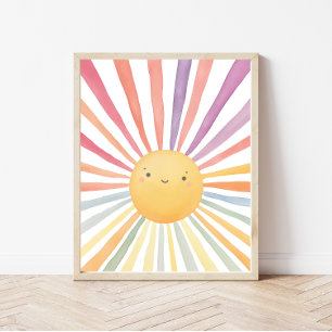 Dekoration im Kid Room Rainbow Sun Print Poster