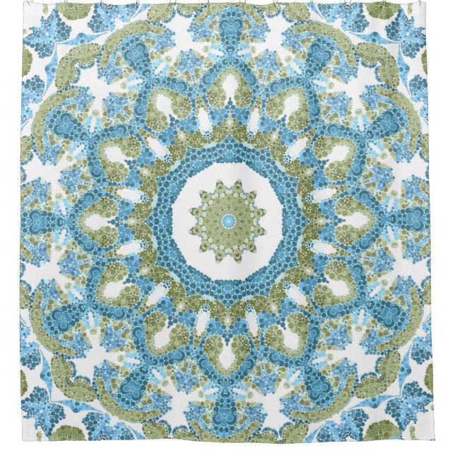 Dekoration in blau-grün, weiß duschvorhang (Vorderseite)
