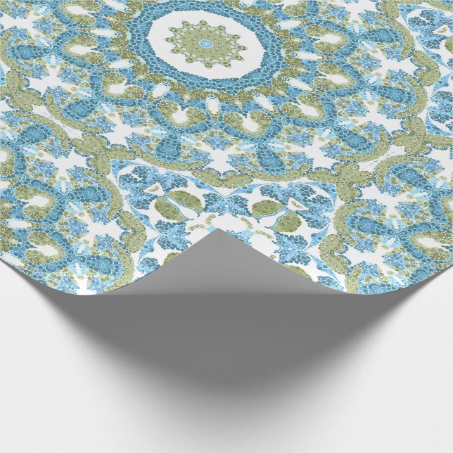 Dekoration in blau-grün, weiß geschenkpapier (Ecke)