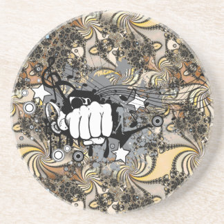 Dekoration mit Fraktal-Bild und Faustmaus Getränkeuntersetzer