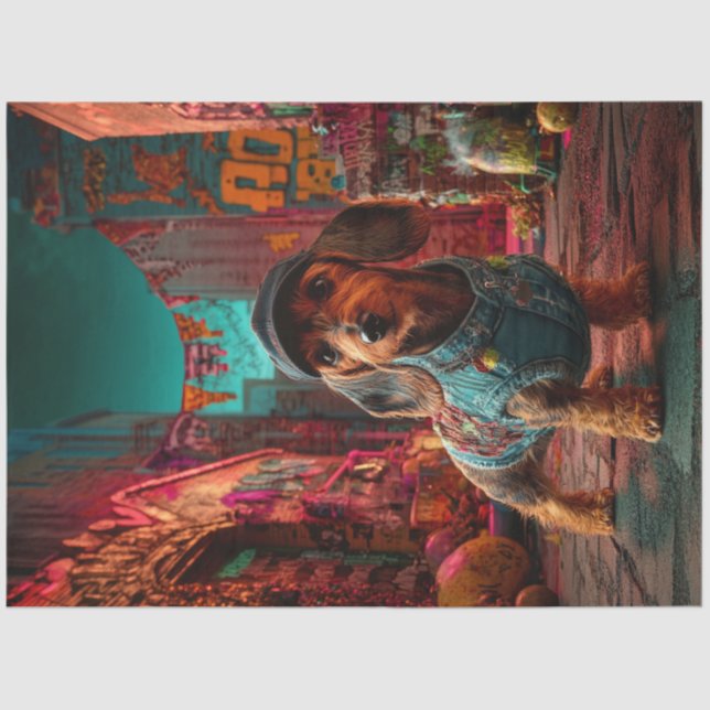 Dekoration urbaner Dackel in stilvollen Streetwear Seidenpapier (Vorderseite)