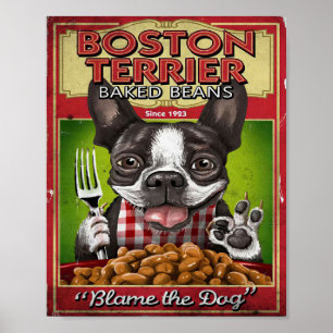 Dekoration von Boston Terrier Baked Boans Kochge
