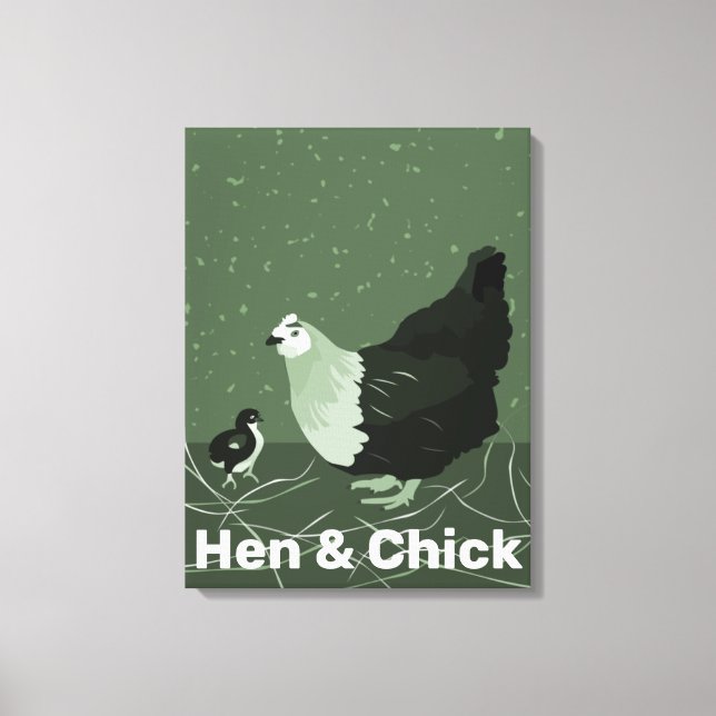Dekoration von Hen and Chick Green Kitchen Leinwanddruck (Vorderseite)